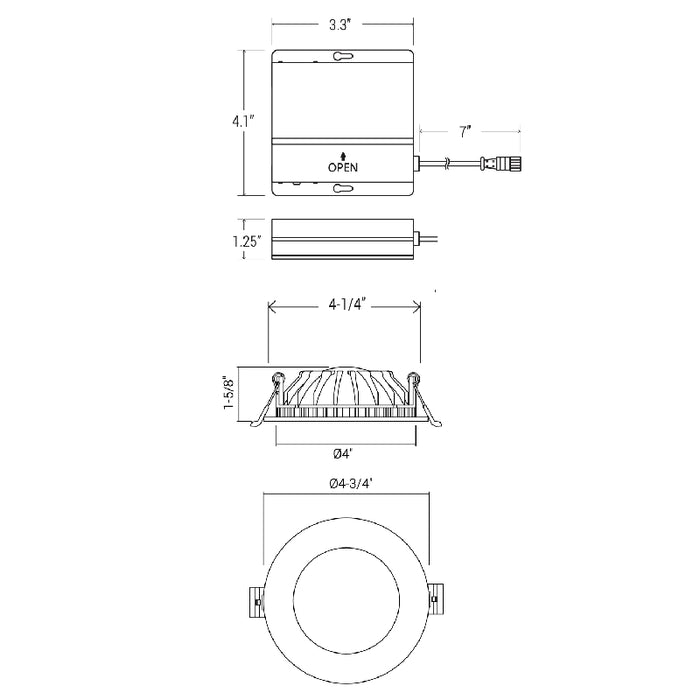 Elite RL455 4" Round Regressed Slim LED Retrofit, Warm Dim