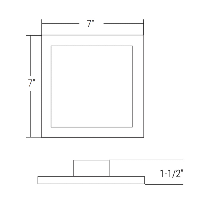 Elite RL795-ML-CCT 7" Square LED Slim Surface Mount, Selectable CCT & Lumen, MVOLT