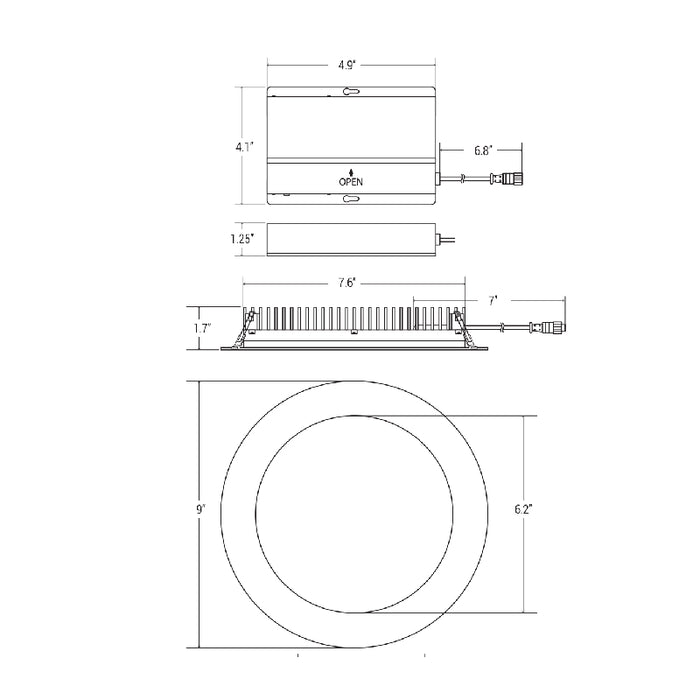 Elite RL875 8" Round LED Slim Downlight, 2200 Lumens