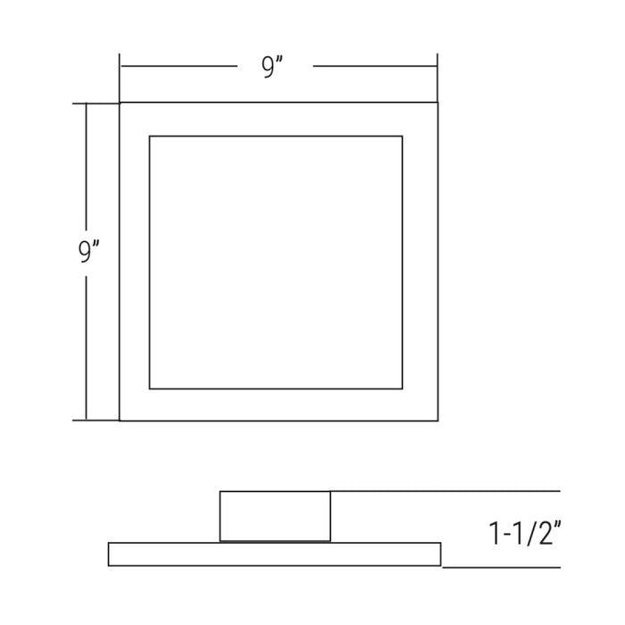 Elite RL995-ML-CCT 9" Square LED Slim Surface Mount, Selectable CCT & Lumen, MVOLT