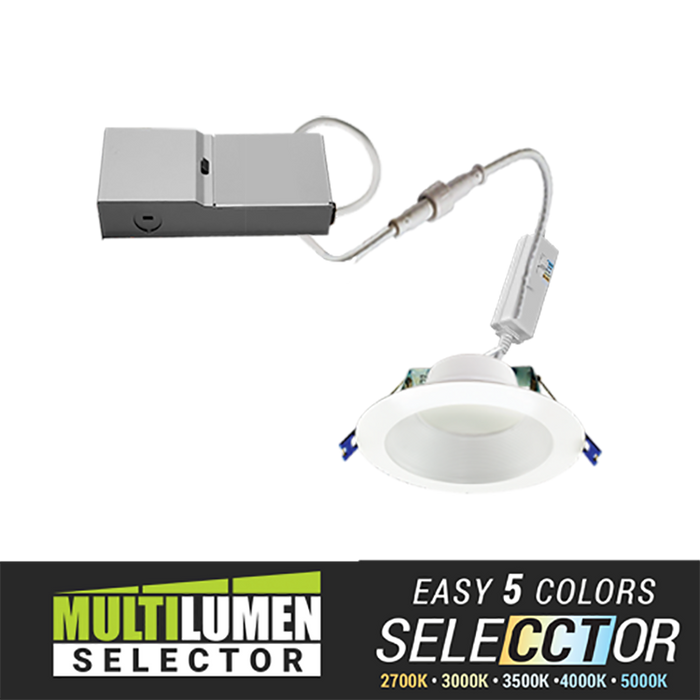 Elite RPL437 4" Round Baffle LED Downlight, Lumens & CCT Selectable