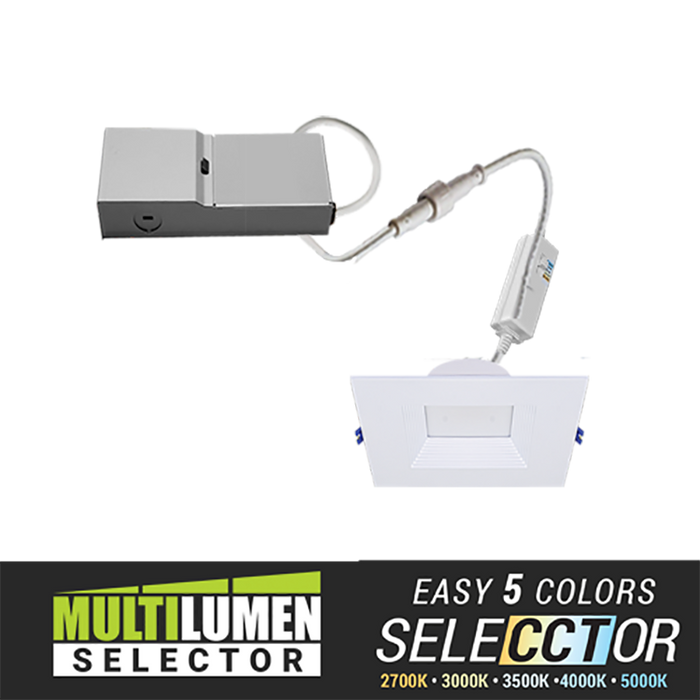 Elite RPL487 4" Square Baffle LED Downlight, Lumens & CCT Selectable