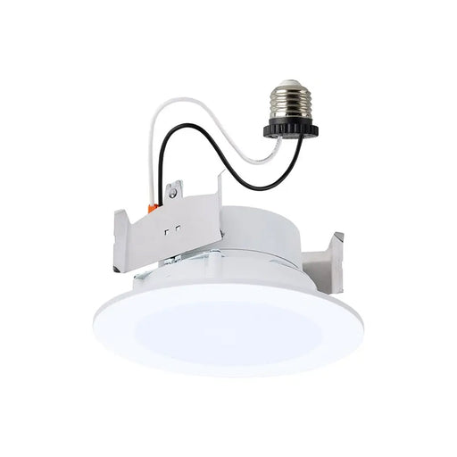 Satco S11894 4" Round 6.5W/8W/9.3W LED Flat Wafer Downlight Retrofit, 5CCT Selectable, Matte White Finish