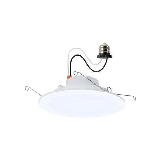 Satco S11896 6" Round 9W/11W/13W LED Flat Wafer Downlight Retrofit, 5CCT Selectable, Matte White Finish