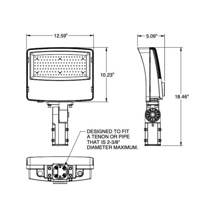 EXO SGF2 Sling 120W Medium LED Flood Light, Slipfitter Knuckle Mount 14584 Lumens, 4000K,  120-277V