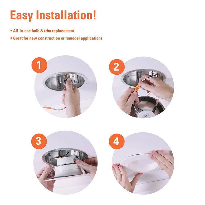 Halo RL5606 5"/6" Recessed LED Retrofit Module, 5CCT Selectable, Dim to Warm, 600 Lumens, 120V, Matte White