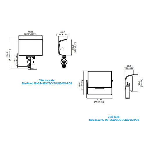 Stonco SF35-SCT-G3 SlimFlood 15W/25W/35W LED Flood Light with Photocell, 3CCT & 3 Wattage Selectable, 120-347V, Bronze Finish