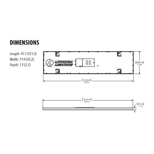Lithonia Contractor Select CPANL 1x4 38W LED Surface Mount Flat Panel with Bracket, 3CCT Selectable, 120V, 4000 Lumens