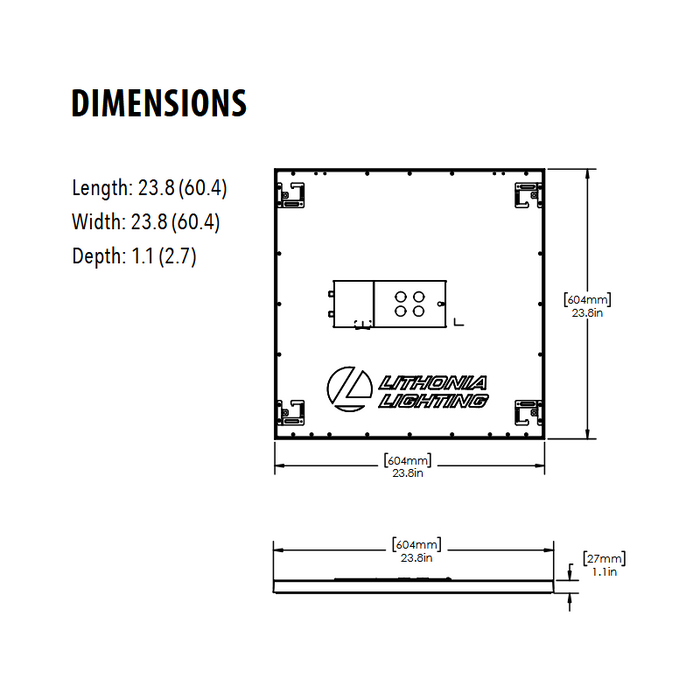 Lithonia Contractor Select CPANL 2x2 37W LED Surface Mount Flat Panel with Bracket, 3CCT Selectable, 120V, 3300 Lumens
