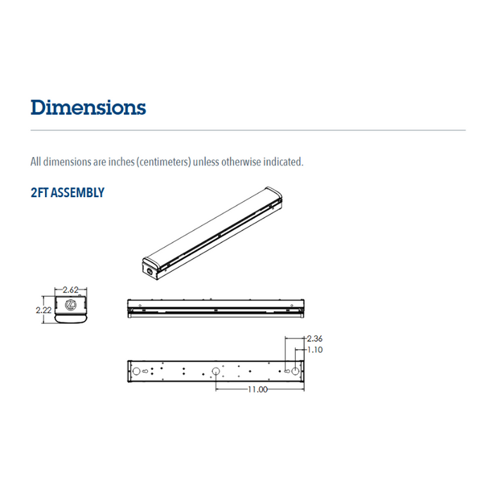 Lithonia Contractor Select CSS 2-ft 13W/16W/19W LED Strip Light, 3CCT Selectable, 120-277V