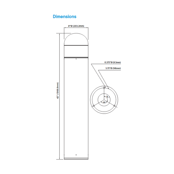 Stonco BL25 25W LED Bollard, 4000K, 2508lm, 127-277V, Type 5, Bronze Finish