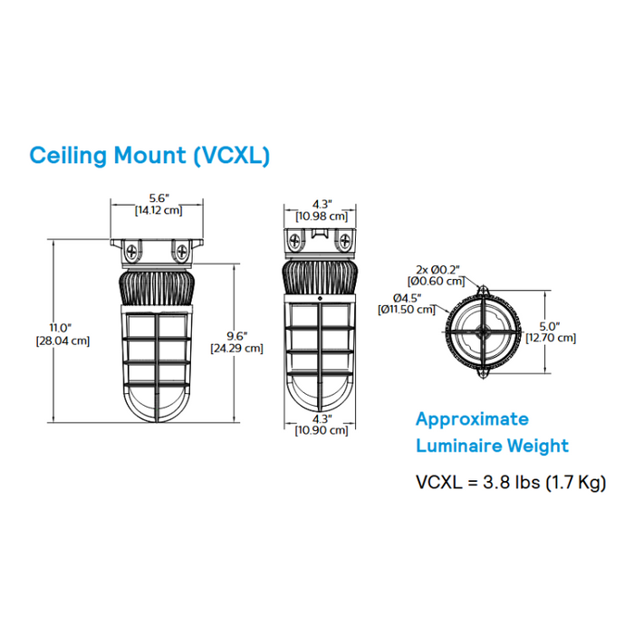 Stonco VCXL-14-NW RoughLyte LED 14W Ceiling Mount LED Vapor Tight, 4000K, 120-277V