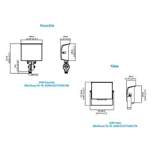 Stonco SF20-SCT-G3 SlimFlood 10W/15W/20W LED Flood Light with Photocell, 3CCT & 3 Wattage Selectable, 120-347V, Bronze Finish