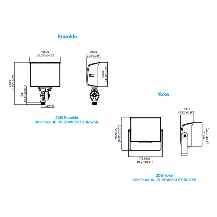 Stonco SF20-SCT-G3 SlimFlood 10W/15W/20W LED Flood Light with Photocell, 3CCT & 3 Wattage Selectable, 120-347V, Bronze Finish