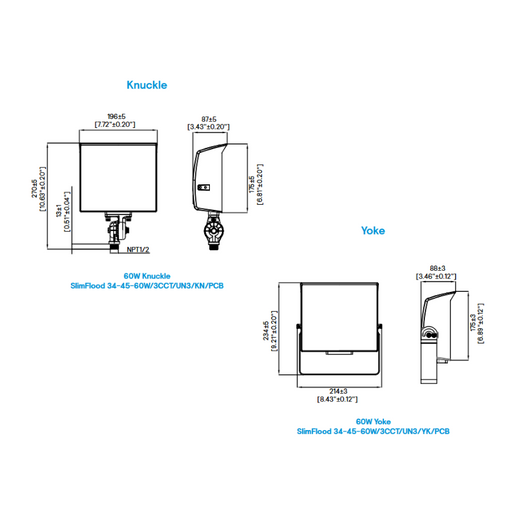 Stonco SF60-SCT-G3 SlimFlood 35W/45W/60W LED Flood Light with Photocell, 3CCT & 3 Wattage Selectable, 120-347V, Bronze Finish