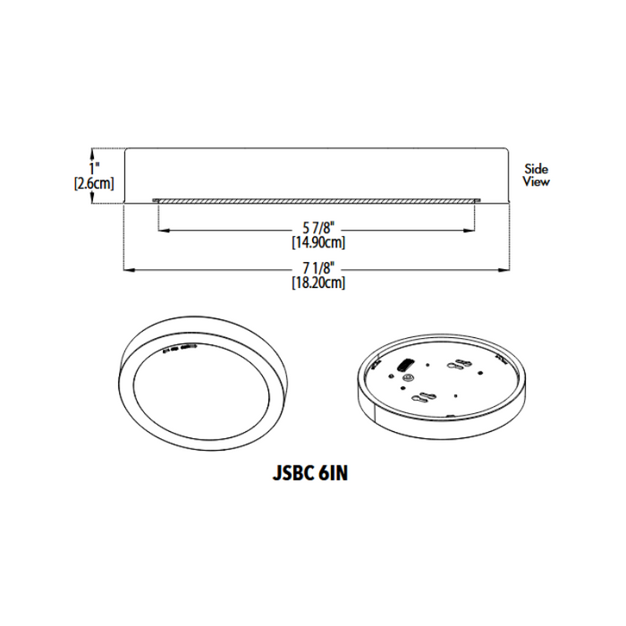 Juno Contractor Select JSBC Gen 2 6" SlimBasics LED Surface Mount Downlight, 3CCT Selectable, 120V, Matte White Finish 