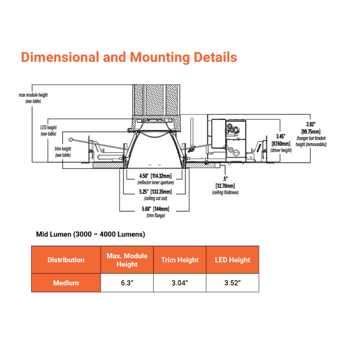 Halo Commercial 41SQ 4" Square Reflector for Integral Emergency Housing, Medium Distribution
