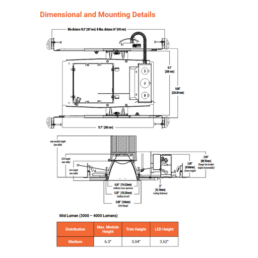 Halo Commercial HCSQ4 4" Square New Construction/Remodel Housing Frame with 14W Self-Test Emergency Battery, 1500 Lumens, 120-277V