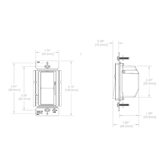 NX Lighting Controls RSD0108-UNV Lighting Controls Rocker Slide Dimmer