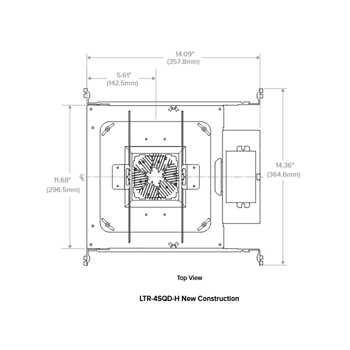 Prescolite LTR-4SQD-H LITEISTRY 4" 18.6W Square LED New Construction Downlight Housing