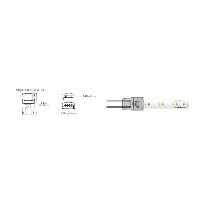 American Lighting TL-2PWR-HD Trulux 6-ft HD Power Feed, Single Color (2-Wire)