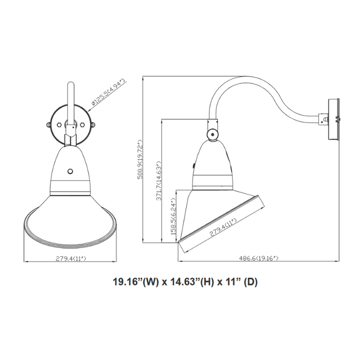 Westgate GNBA 18W/26W/35W LED Angled Gooseneck Barn Light with Photocell, 3CCT Selectable, 120-277V