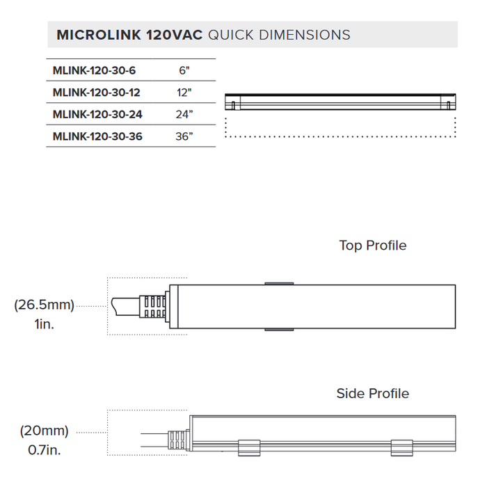 American Lighting MLINK-120 MicroLink 12" Linkable Modular Seamless Bar Light