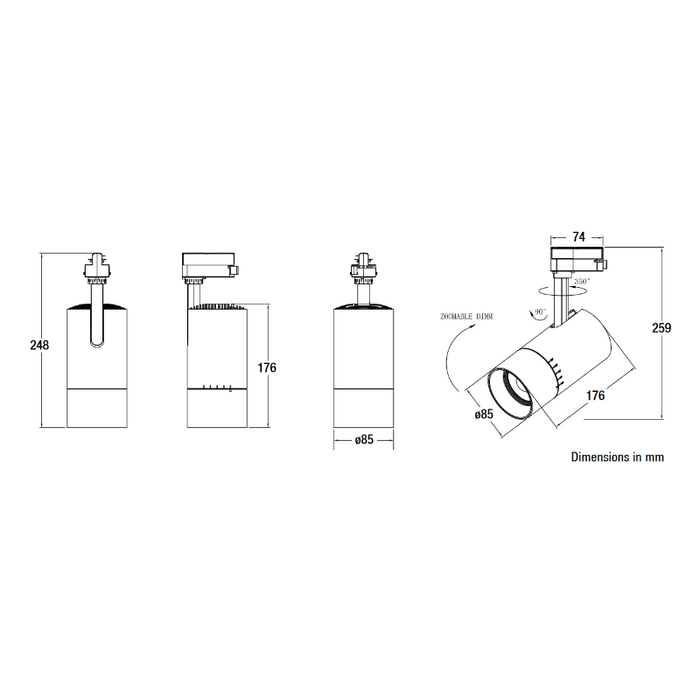 LEDvance 63172 15-25W Watt/CCT Selectable LED Track 120V, H-Track Only.