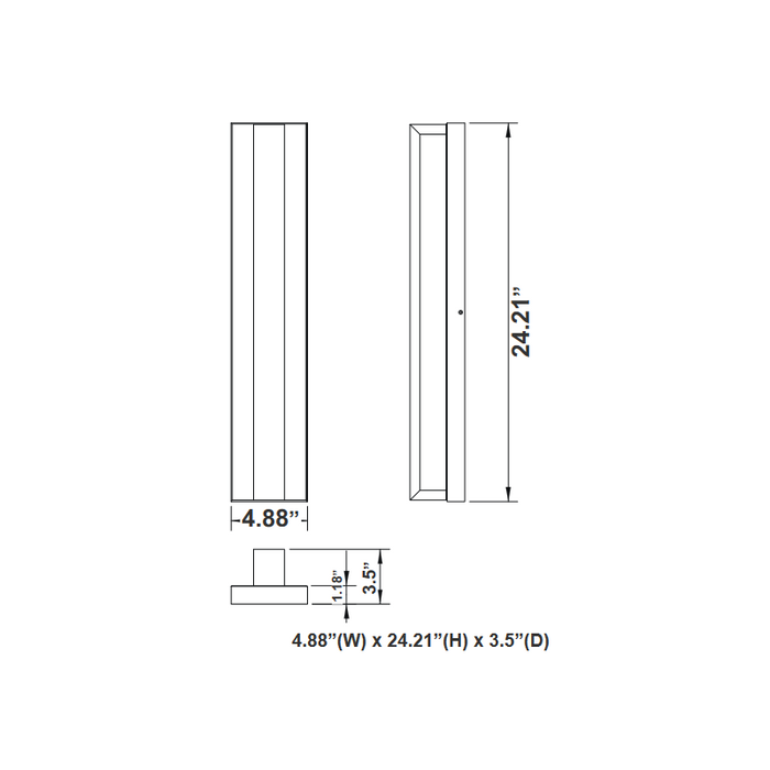 Westgate LRS-K 24W 24" Tall LED Outdoor Wall Sconce CCT Selectable 120V