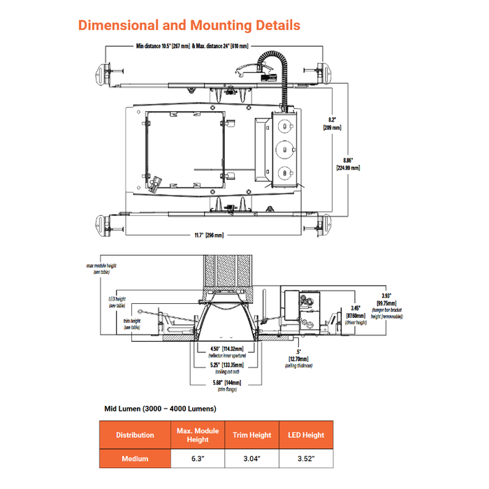 Halo Commercial HCSQ4 4" Square New Construction/Remodel Housing Frame, 1000 Lumens, 120-277V