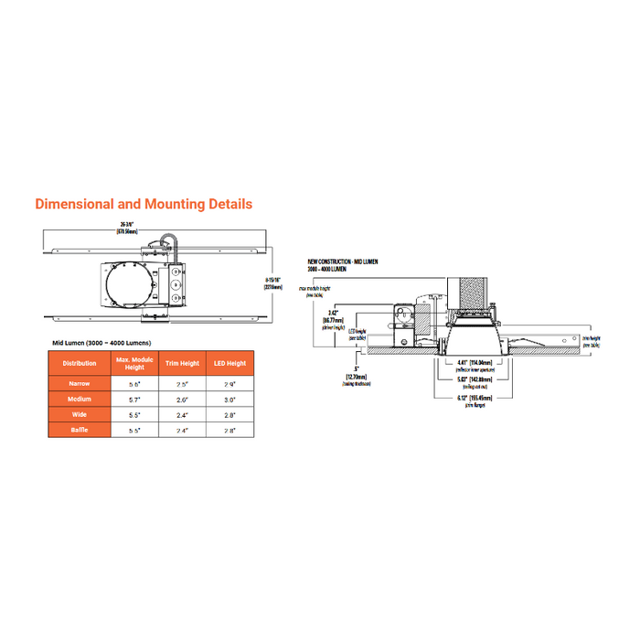 Halo Commercial HC4CP 4" Round New Construction/Remodel Housing Frame, 1000 Lumens, 120-277V, Chicago Plenum