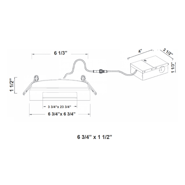 Westgate SSL6-MCT5 6" Square LED Fire Rated Slim Wafer Recessed Light, CCT Selectable