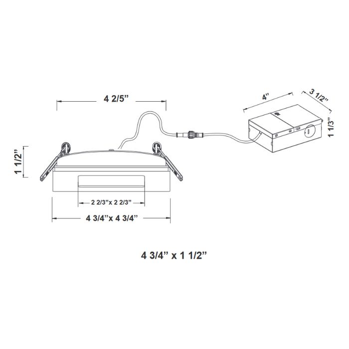 Westgate SSL4-MCT5 4" Square LED Fire Rated Slim Wafer Recessed Light, CCT Selectable