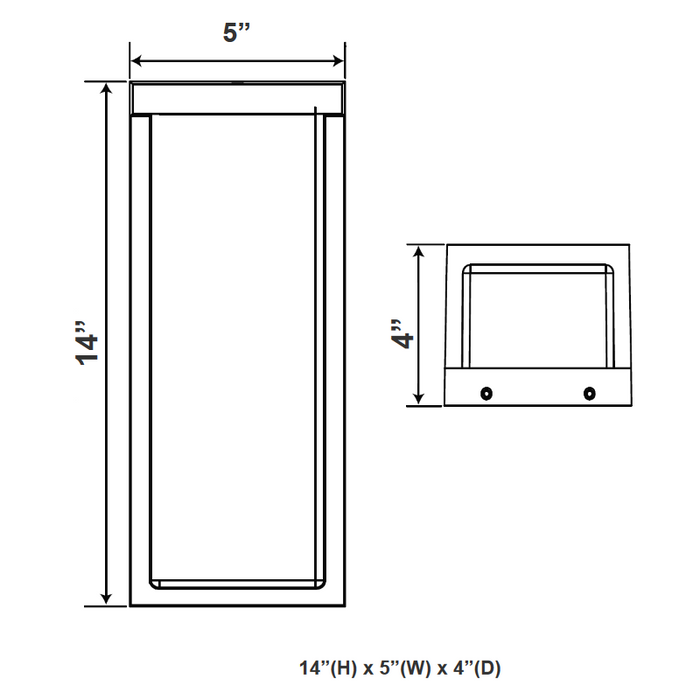 Westgate LDSX-L 18W/20W/22W 14" Tall LED Outdoor Wall Sconce Watt/CCT Selectable 120V