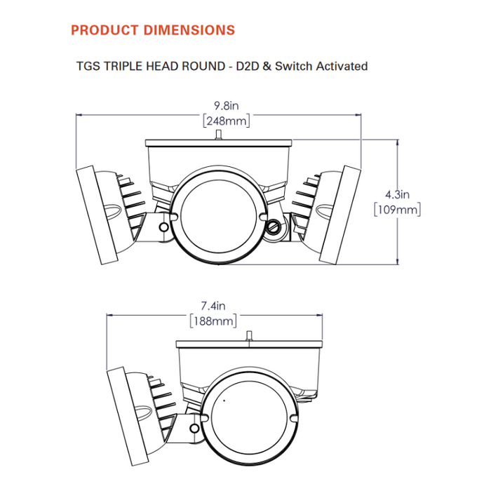 Halo TGS 27W 3-Head LED Security Floodlight, Switch Activated, White