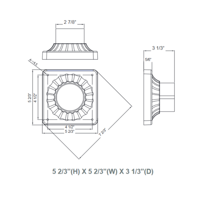 Westgate PML-BASE-BK Decorative Pier Mount Base For Post Top Lights