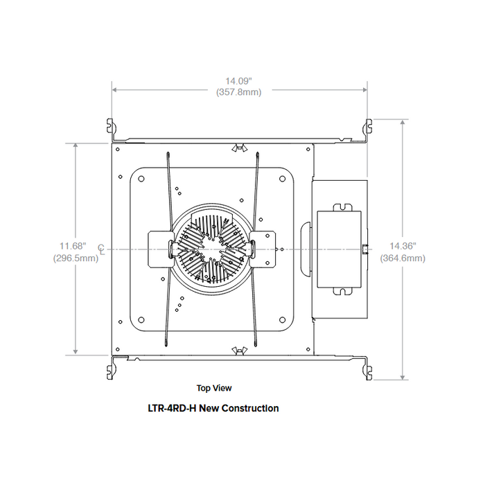 Prescolite LTR-4RD-H LITEISTRY 4" 18.6W Round LED New Construction Downlight Chicago Plenum Housing
