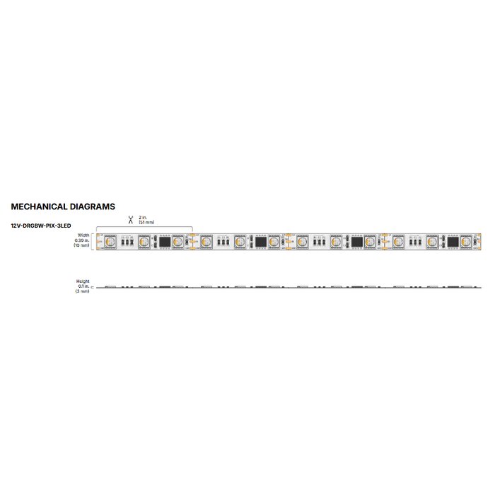 Diode LED Dazzle Pixel RGBW 12V 5.8W/ft, 16.4-ft LED Tape Light