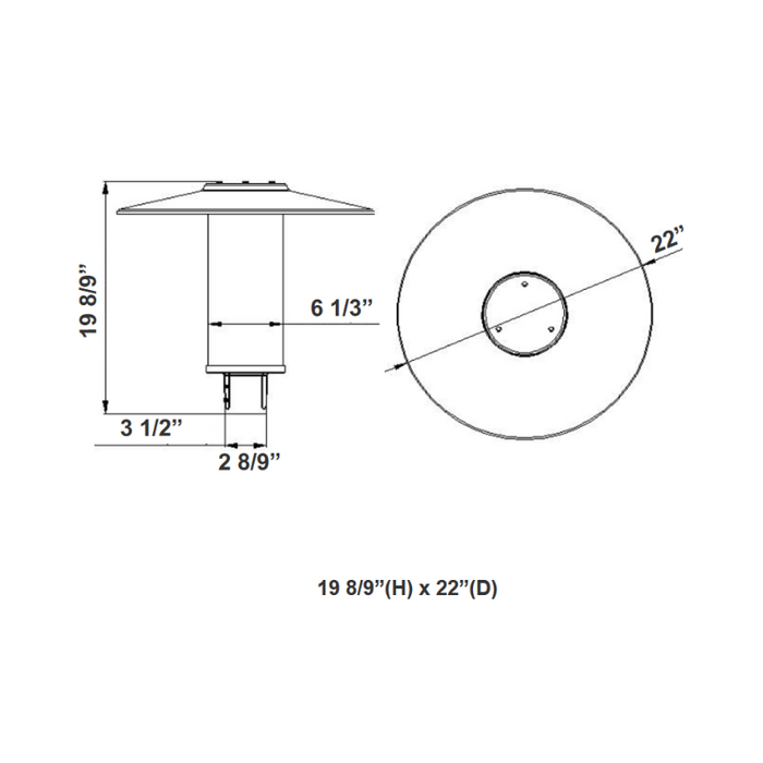 Westgate GPH-12 1-lt 20" Tall LED Outdoor Post Light