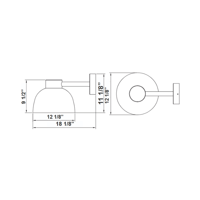 Westgate WLF 24W/32W/40W LED Dome Light with Flat Lens, 3CCT Selectable, 120V, Horizontal Arm