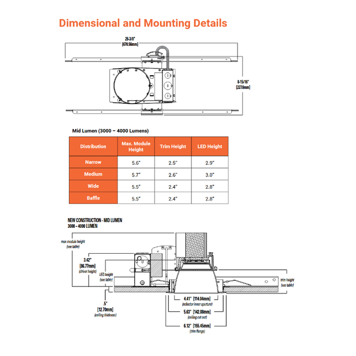 Halo Commercial HC4 4" Round New Construction/Remodel Housing Frame, 14W Emergency Battery Pack with Integral Test/Indicator Light, 1500 Lumens, 120-277V