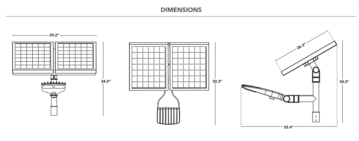 Solera SL-SAL-100L-FC-T3-BK-G3 Solar LED Off-Grid Area Light, 3CCT Selectable, Up to 10,000 lm, Type 3