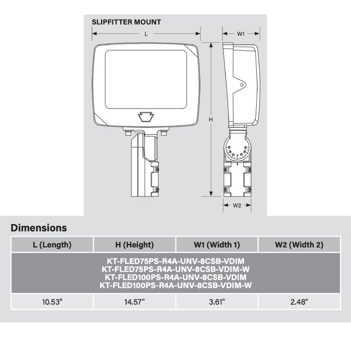 Keystone KT-FLED100PS-R4A 80W/90W/100W LED Flood Light, 3CCT Selectable