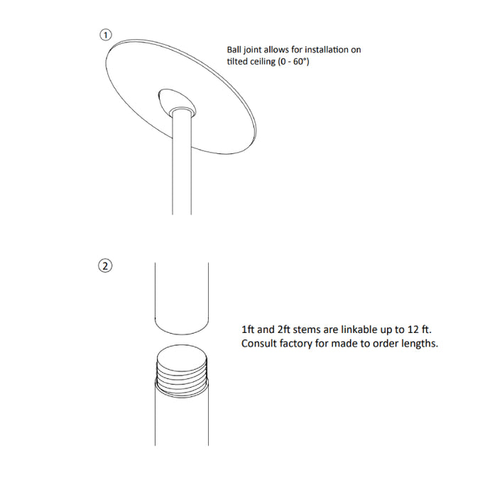 Rayon RCYA6 6" LED Architectural Cylinder, Wattage & 5CCT Selectable, 120-277V, Stem Pendant Mount