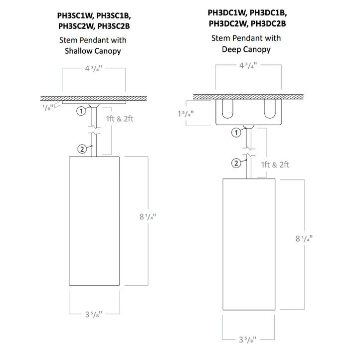Rayon RCYA3 3" LED Architectural Cylinder, Wattage & 5CCT Selectable, 120-277V, Stem Pendant Mount