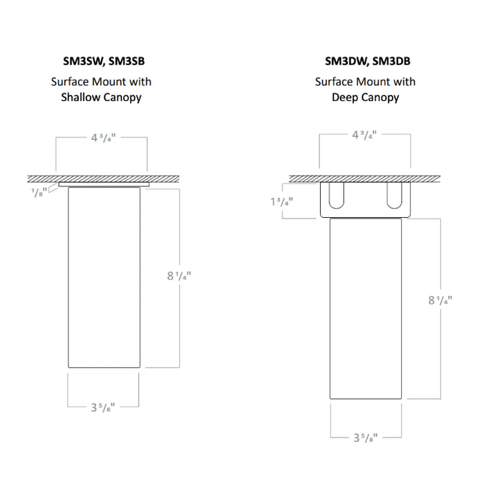 Rayon RCYA3 3" LED Architectural Cylinder, Wattage & 5CCT Selectable, 120-277V, Surface Mount