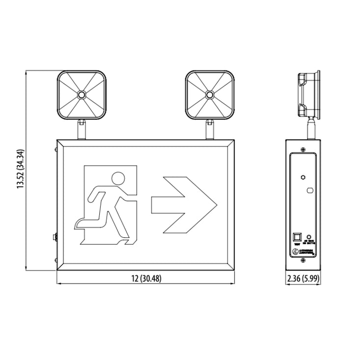 Lithonia TCC Indura LED Steel Running Man Emergency Light/Exit Combo, 750lm, 120-347V