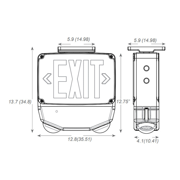 Lithonia WLTC 1 R TPS M4 LED Exit Combo, Universal Mount, Single Face, Red Letters, White Housing, Tamperproof Screw Hardware
