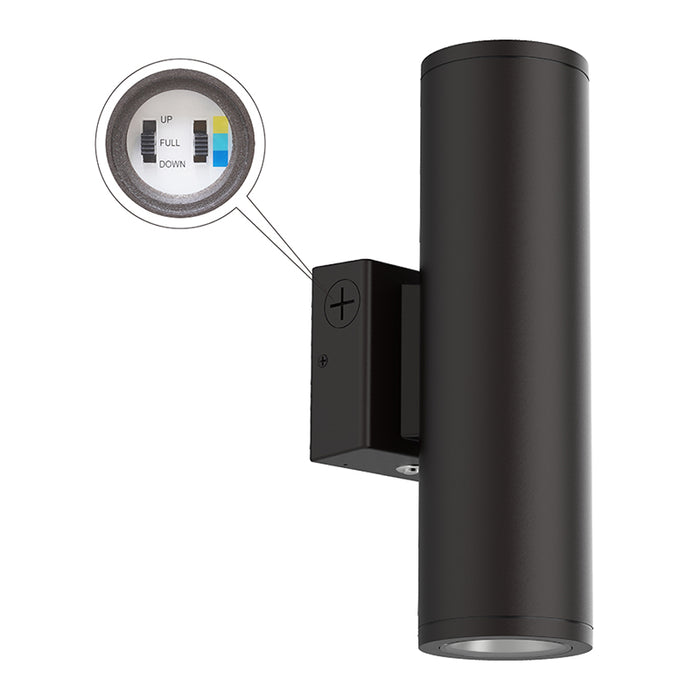 Lithonia Contractor Select WMCL 6" 31W LED Wall Mount Cylinder Light with On/Off Photocell, 3CCT Selectable, 120-347V, Dark Bronze