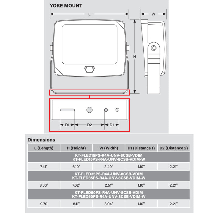 Keystone KT-FLED60PS-R4A 40W/50W/60W LED Flood Light, 3CCT Selectable